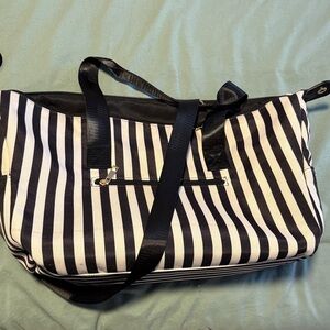 Alice + Olivia striped travel bag with Gold Accent